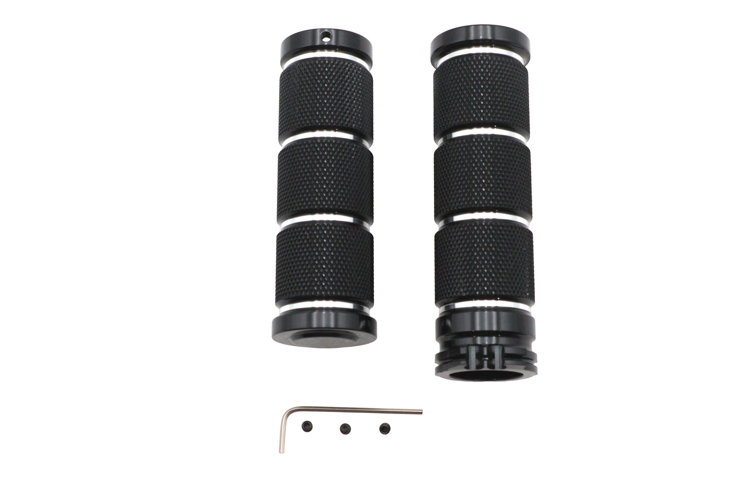 Billet Black Knurled Grip Set