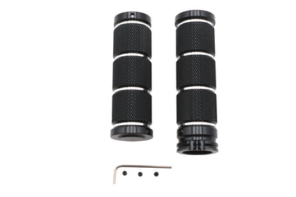Billet Black Knurled Grip Set