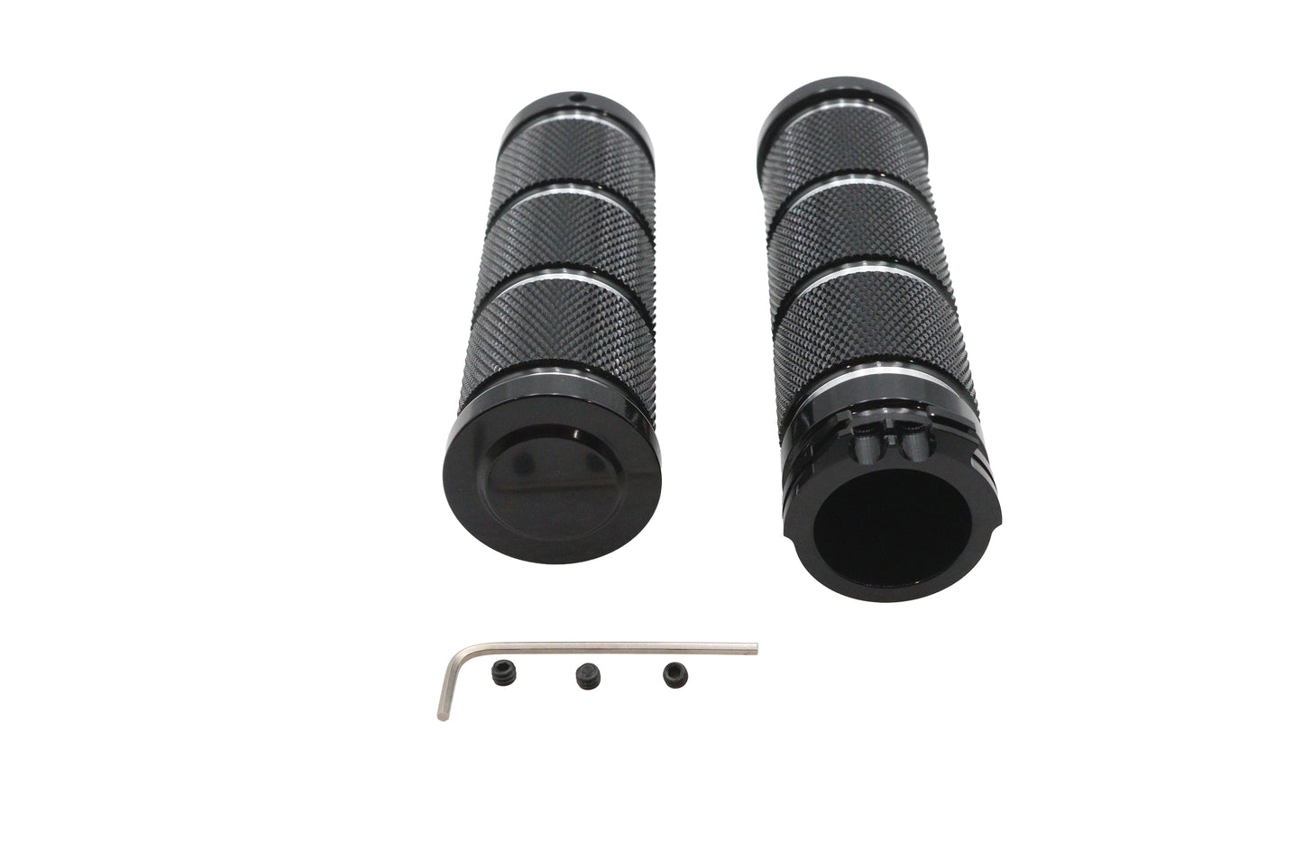 Billet Black Knurled Grip Set
