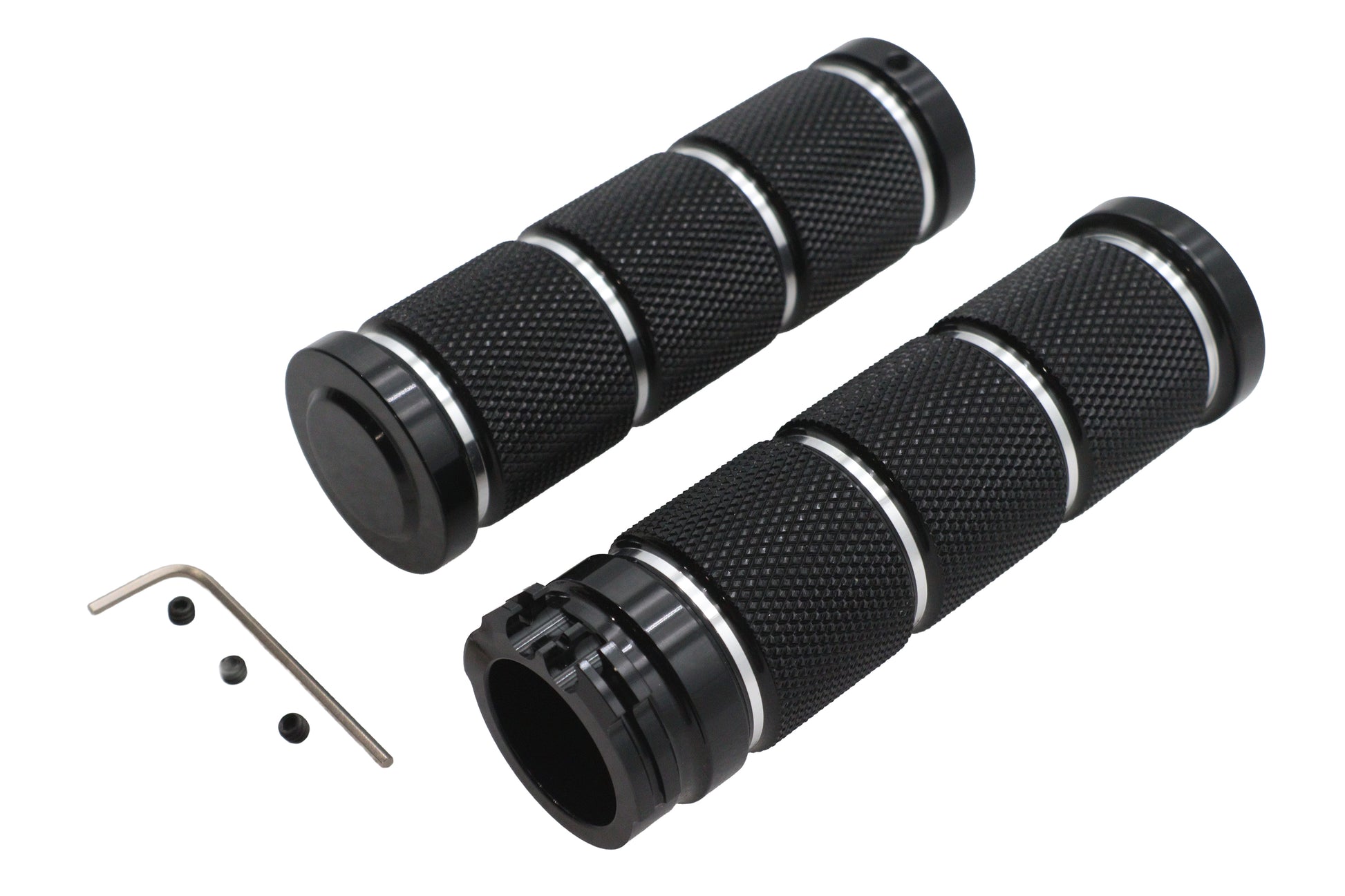 Billet Black Knurled Grip Set