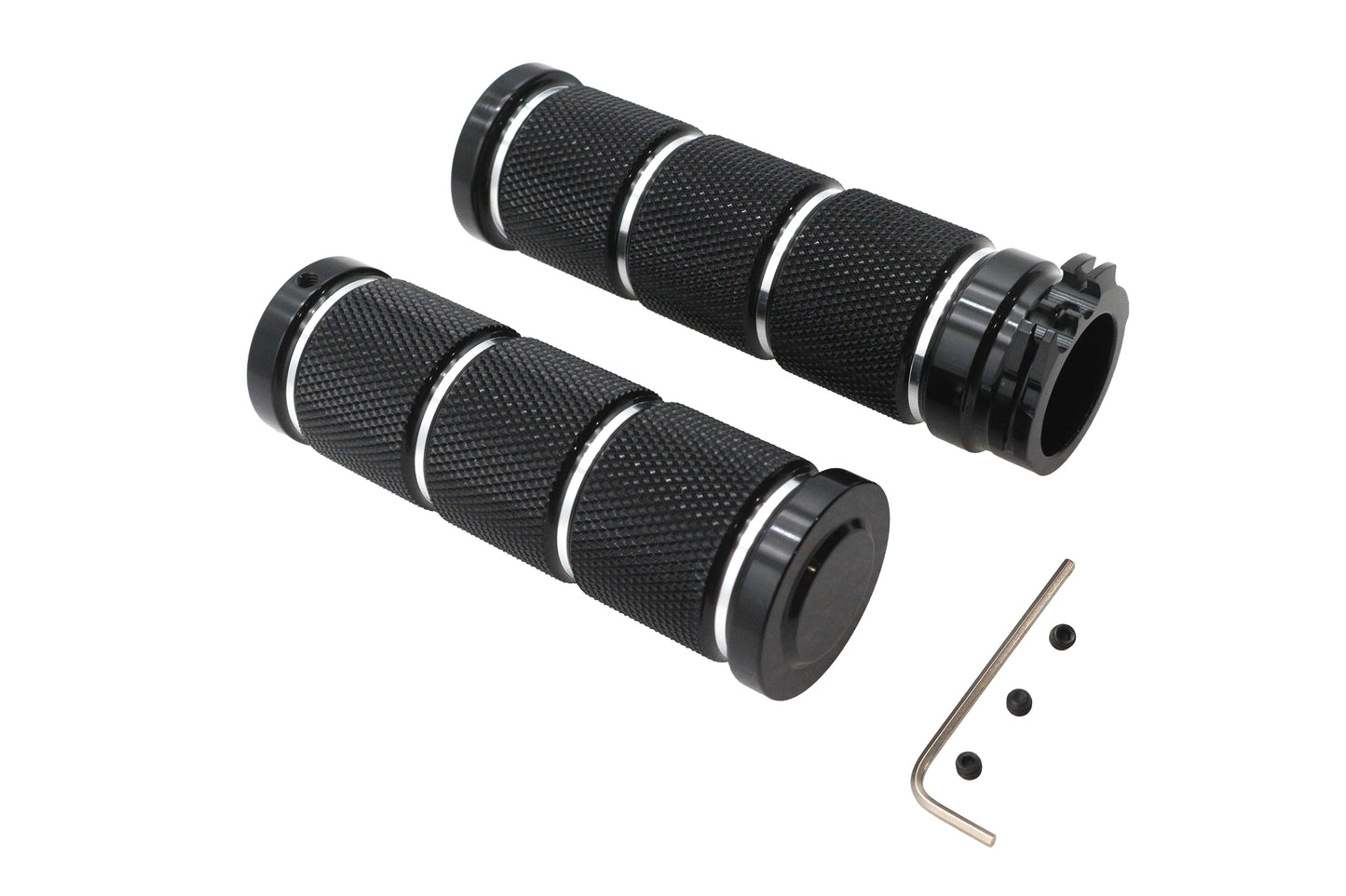 Billet Black Knurled Grip Set