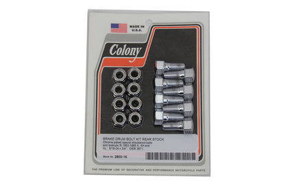 Rear Brake Drum Bolt and Nut Kit Chrome