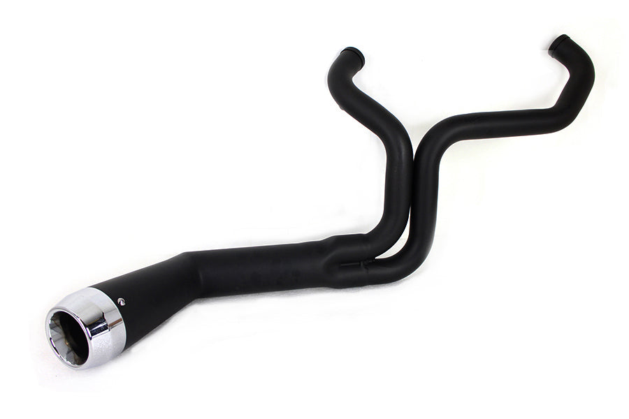FLT Offset Megaphone 2:1 1-3/4  Exhaust Black with Chrome