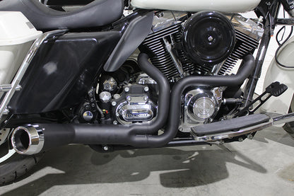 FLT Offset Megaphone 2:1 1-3/4  Exhaust Black with Chrome