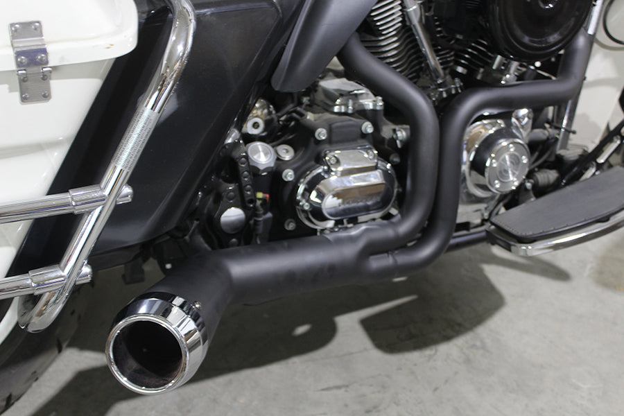 FLT Offset Megaphone 2:1 1-3/4  Exhaust Black with Chrome