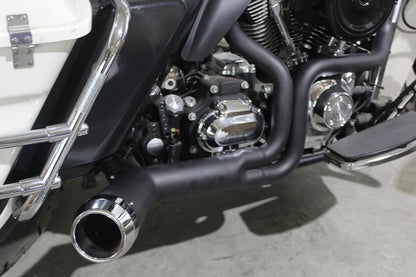 FLT Offset Megaphone 2:1 1-3/4  Exhaust Black with Chrome