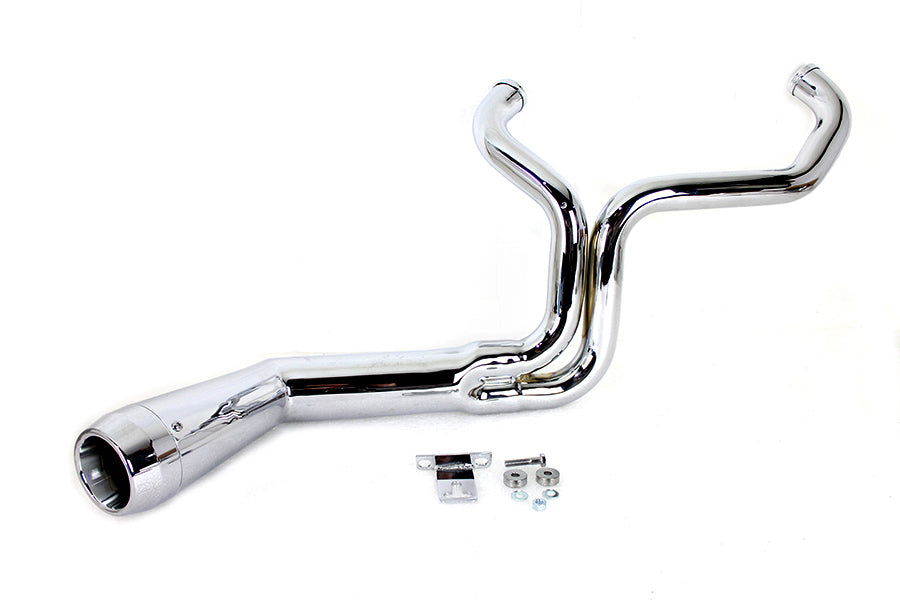 FLT Offset Megaphone 2:1 1-3/4 Exhaust Chrome with Chrome