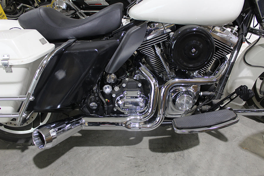 FLT Offset Megaphone 2:1 1-3/4 Exhaust Chrome with Chrome