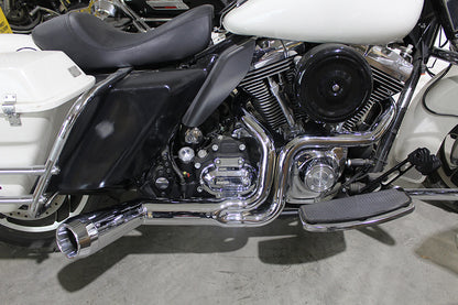 FLT Offset Megaphone 2:1 1-3/4 Exhaust Chrome with Chrome