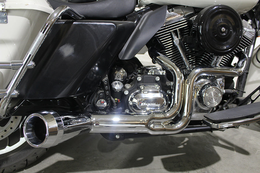 FLT Offset Megaphone 2:1 1-3/4 Exhaust Chrome with Chrome