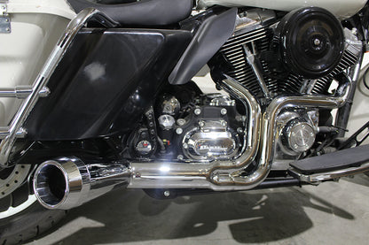 FLT Offset Megaphone 2:1 1-3/4 Exhaust Chrome with Chrome