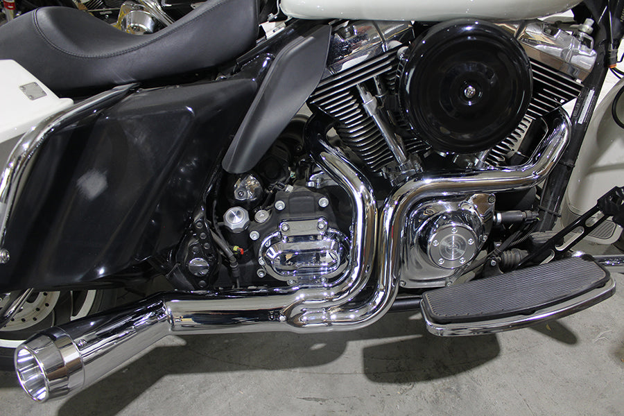 FLT Offset Megaphone 2:1 1-3/4 Exhaust Chrome with Chrome