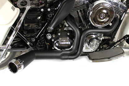 FLT Offset Megaphone 2:1 Exhaust Black with Chrome Tip