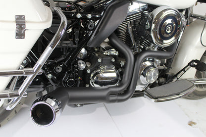FLT Offset Megaphone 2:1 Exhaust Black with Chrome Tip