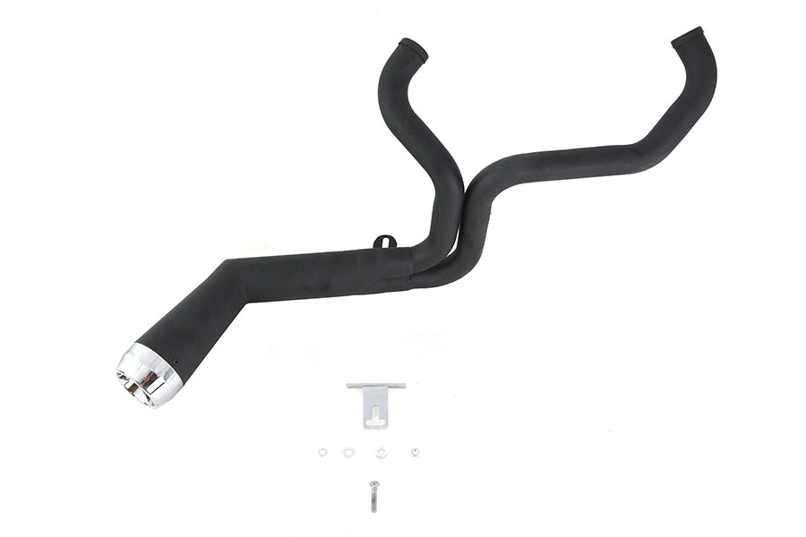 FLT Offset Megaphone 2:1 Exhaust Black with Chrome Tip