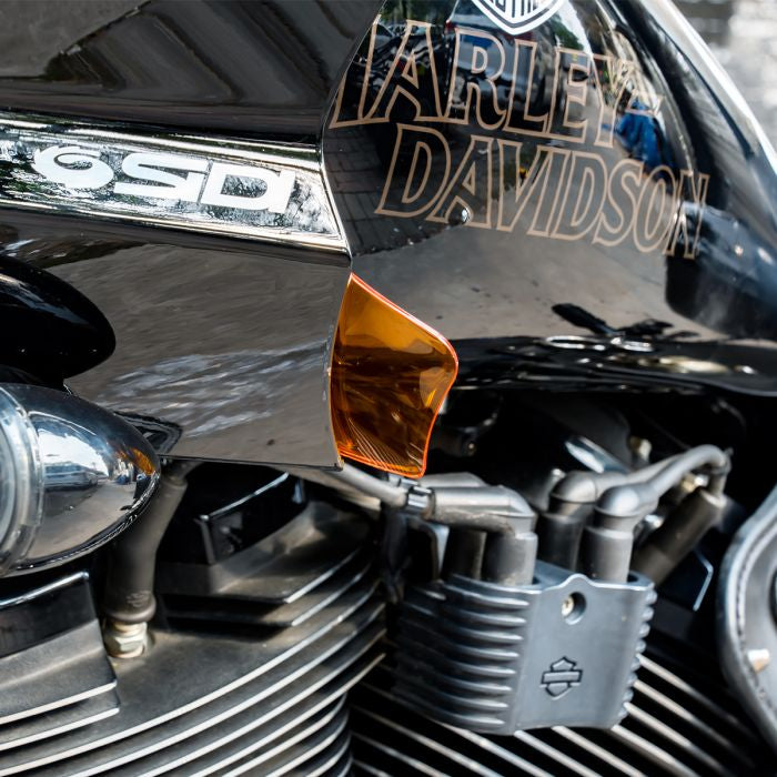 low rider st fairing wind deflectors orange on bike