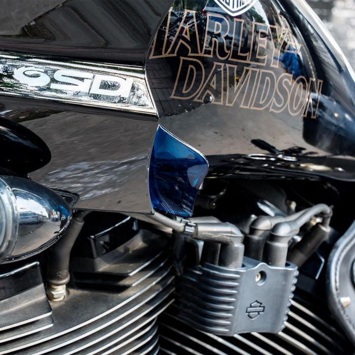 low rider st fairing wind deflectors blue on bike