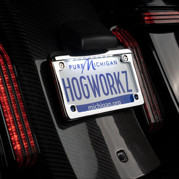 Chrome LED Low Profile License Plate Frame for Harley-Davidson® Motorcycles from HOGWORKZ on harley