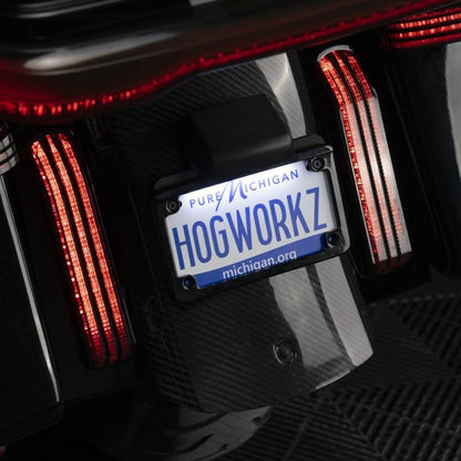 Black LED Low Profile License Plate Frame for Harley-Davidson® Motorcycles from HOGWORKZ on bike