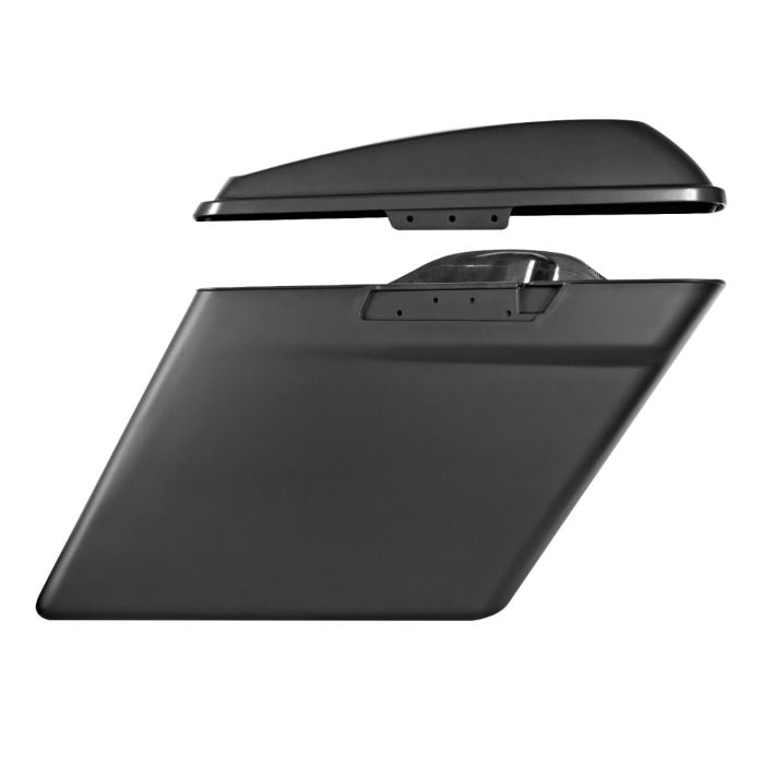 Color Matched 4" Dual Cut Stretched Saddlebags for Harley® Touring side view