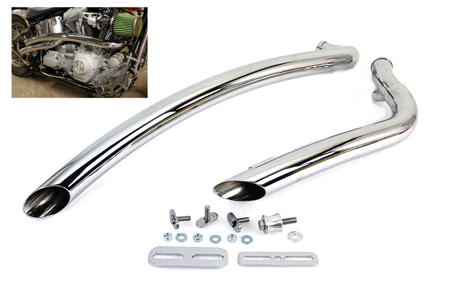 Curved Radius 2 Drag Pipe Set Chrome