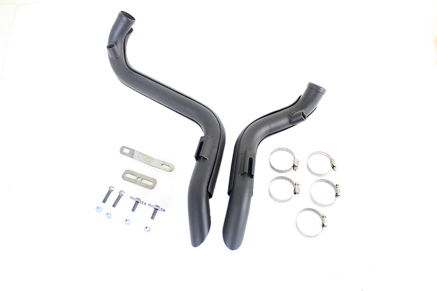 Straight Down Drag Pipe Set Black with Heat Shields