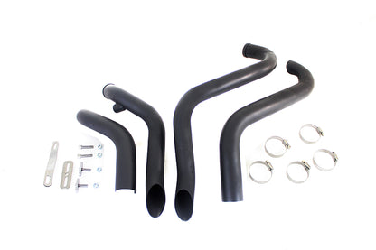 Straight Down Drag Pipe Set Black with Heat Shields