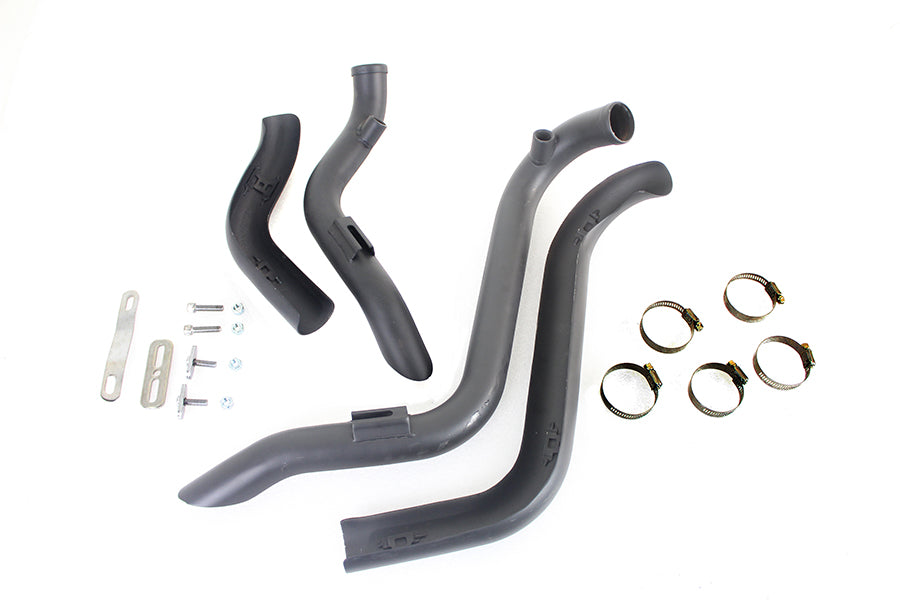 Straight Down Drag Pipe Set Black with Heat Shields