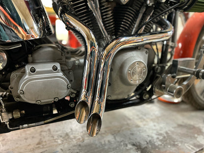 Straight Down Drag Pipe Set Chrome with Heat Shields