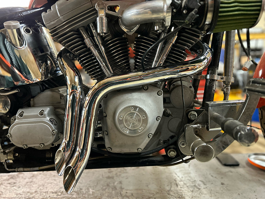 Straight Down Drag Pipe Set Chrome with Heat Shields