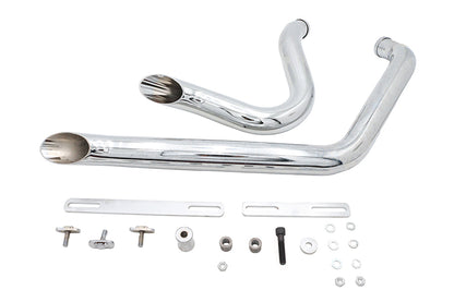 Stacked Short Goose Style Drag Pipe Set Chrome