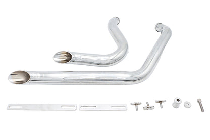 Stacked Short Goose Style Drag Pipe Set Chrome