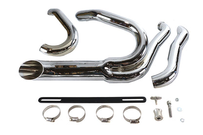 Chrome Wyatt Gatling 2 into 1 Exhaust Pipe Header Kit