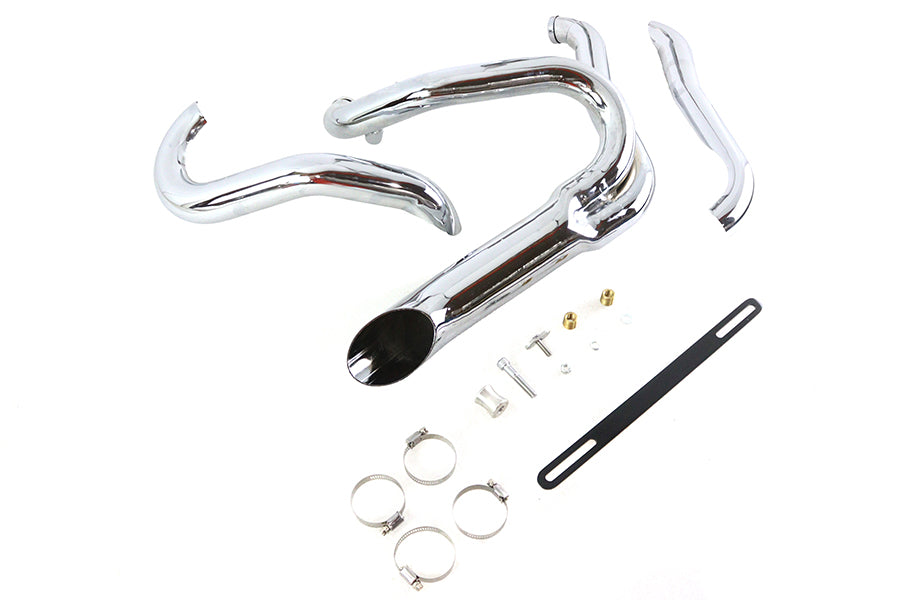 Chrome Wyatt Gatling 2 into 1 Exhaust Pipe Header Kit