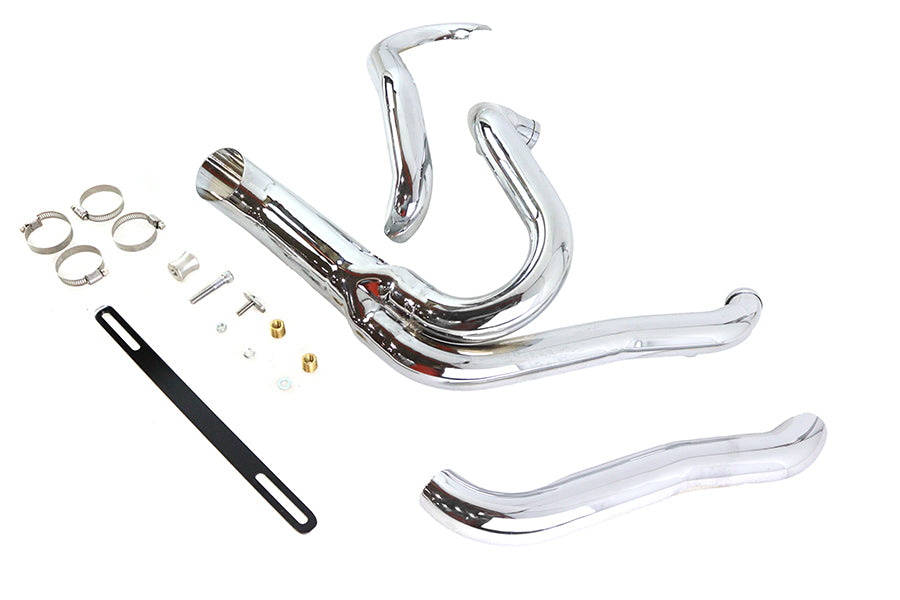 Chrome Wyatt Gatling 2 into 1 Exhaust Pipe Header Kit