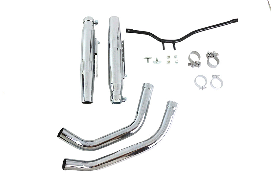 Tapered Muffler Exhaust Kit Chrome Dual Type