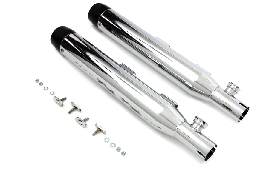 Chrome Slip On Muffler Set With Black Tips