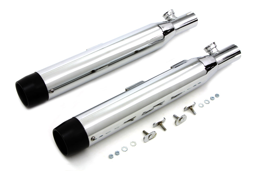 Chrome Slip On Muffler Set With Black Tips