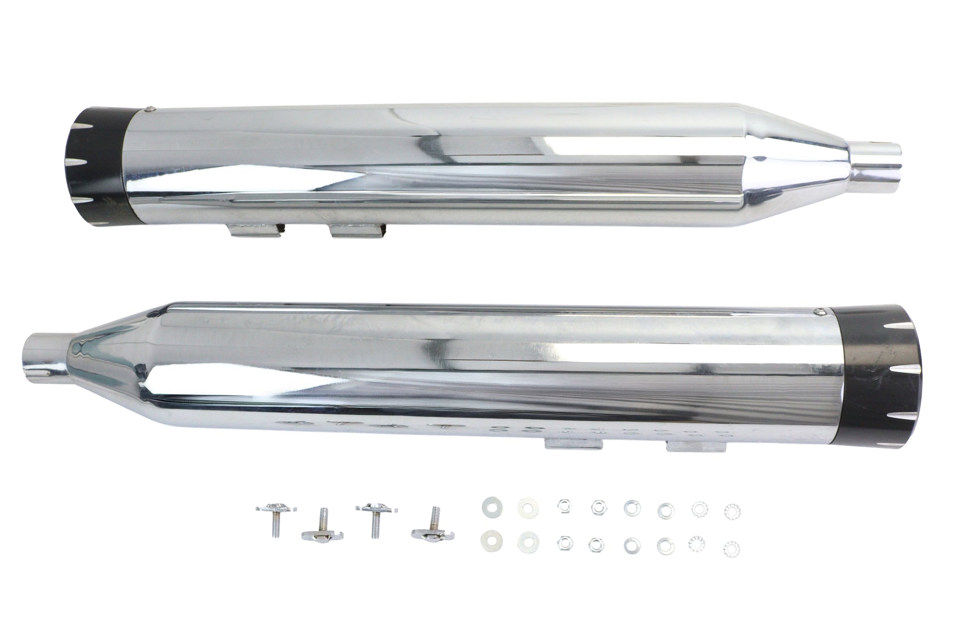 Wyatt Gatling Muffler Set Chrome with Black Dagger Tips