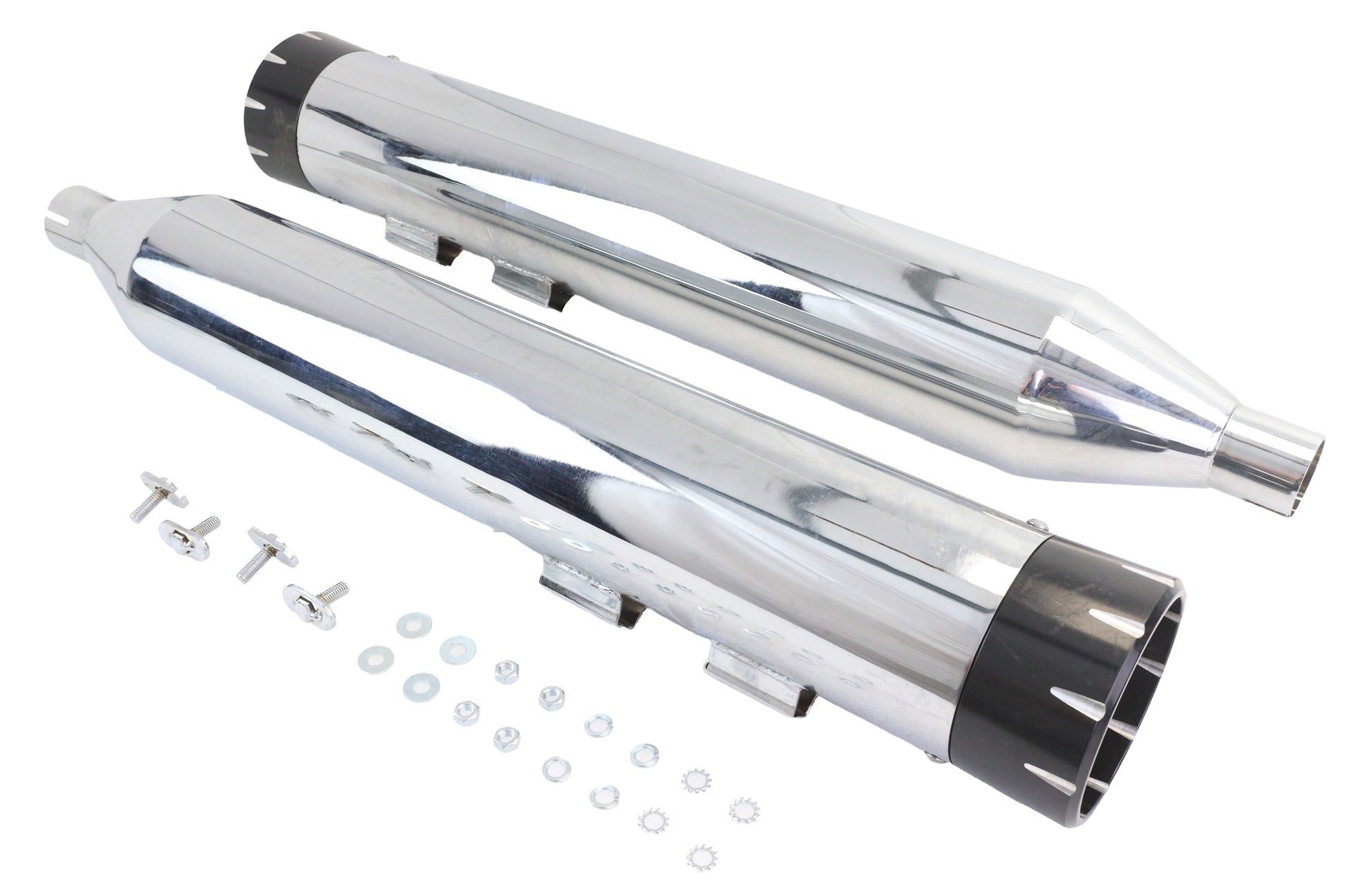 Wyatt Gatling Muffler Set Chrome with Black Dagger Tips