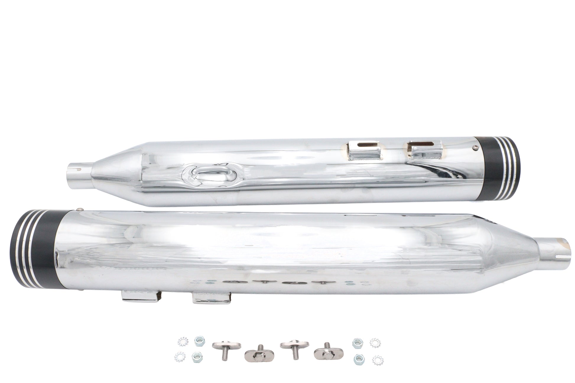 Wyatt Gatling Muffler Set Chrome with Black Saturn Tips