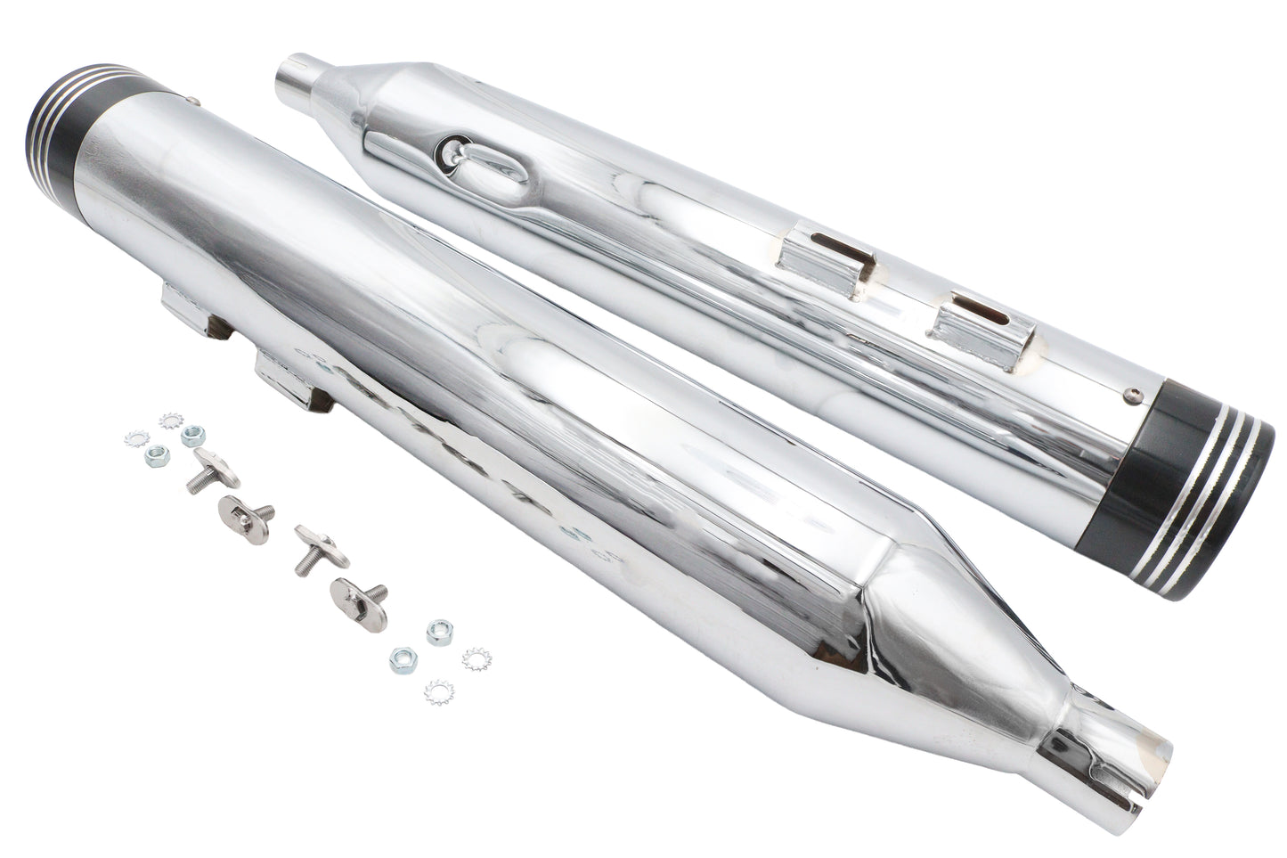 Wyatt Gatling Muffler Set Chrome with Black Saturn Tips