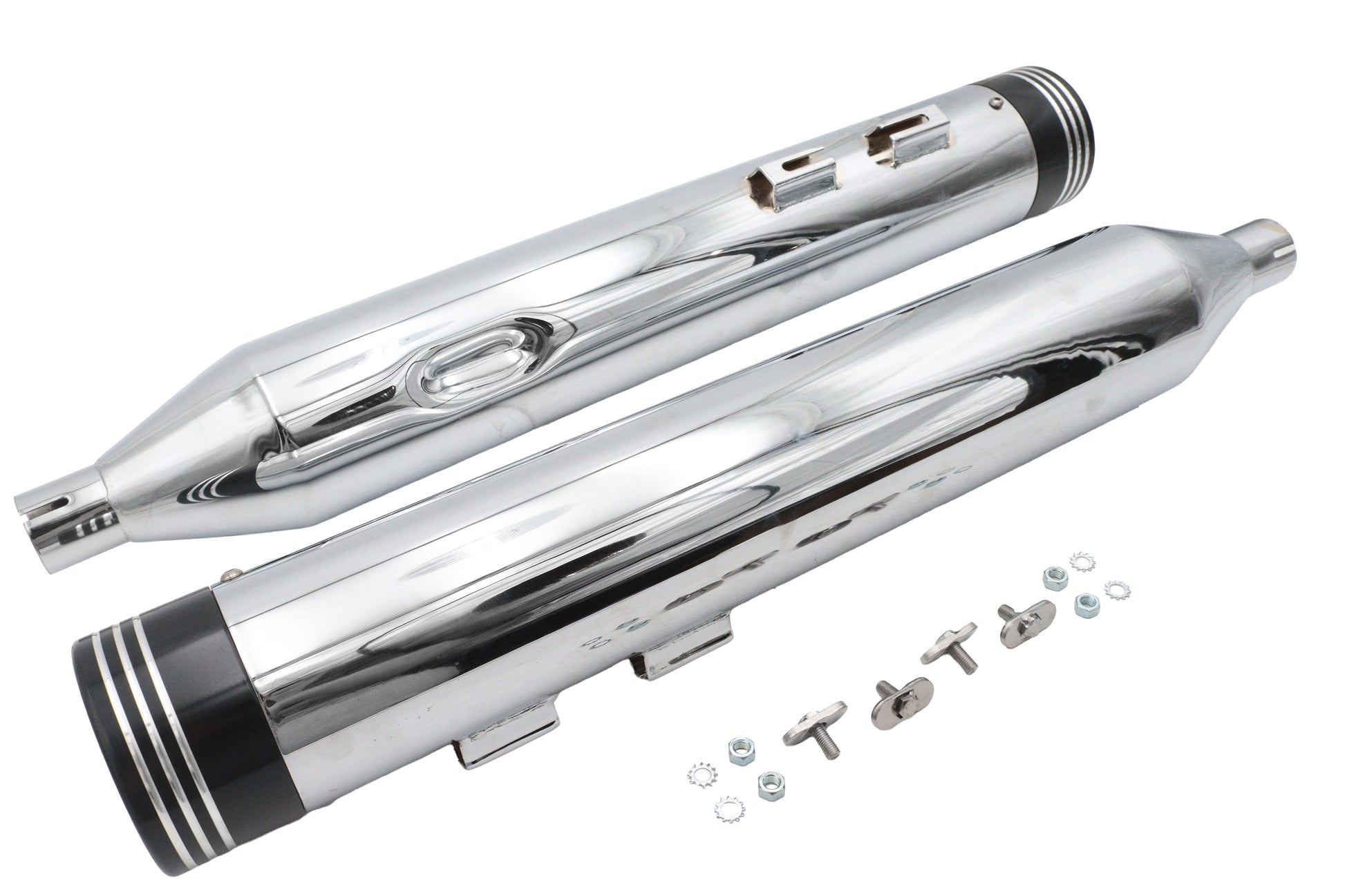 Wyatt Gatling Muffler Set Chrome with Black Saturn Tips