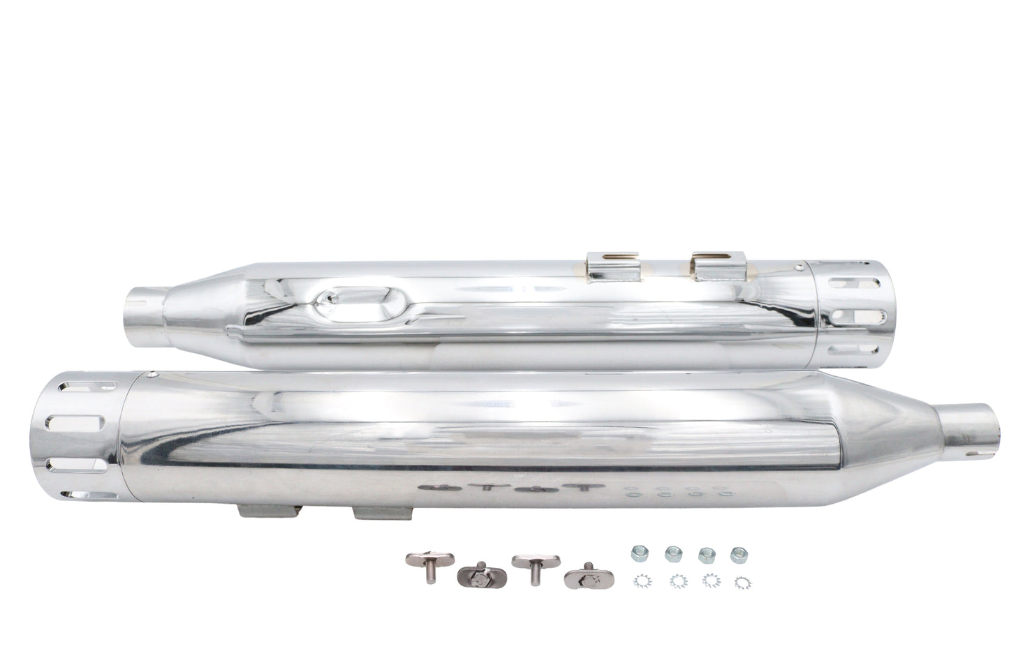 Wyatt Gatling Muffler Set Chrome with Chrome Slot Tips