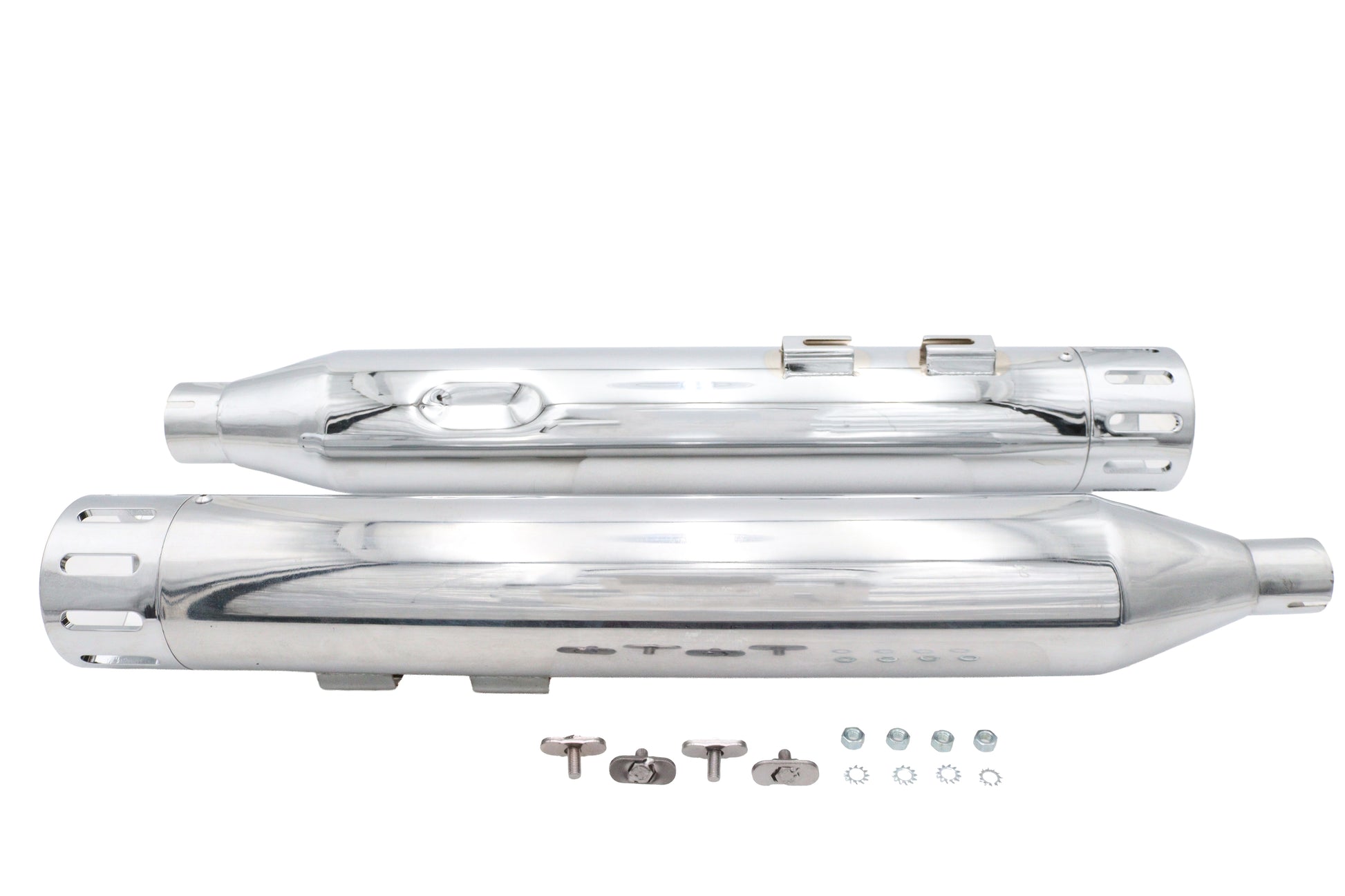 Wyatt Gatling Muffler Set Chrome with Chrome Slot Tips