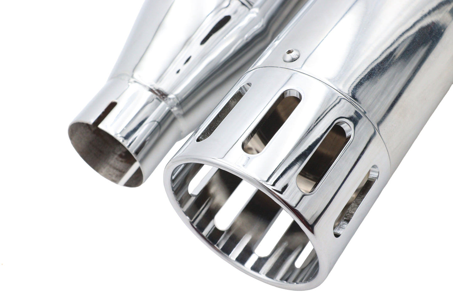 Wyatt Gatling Muffler Set Chrome with Chrome Slot Tips