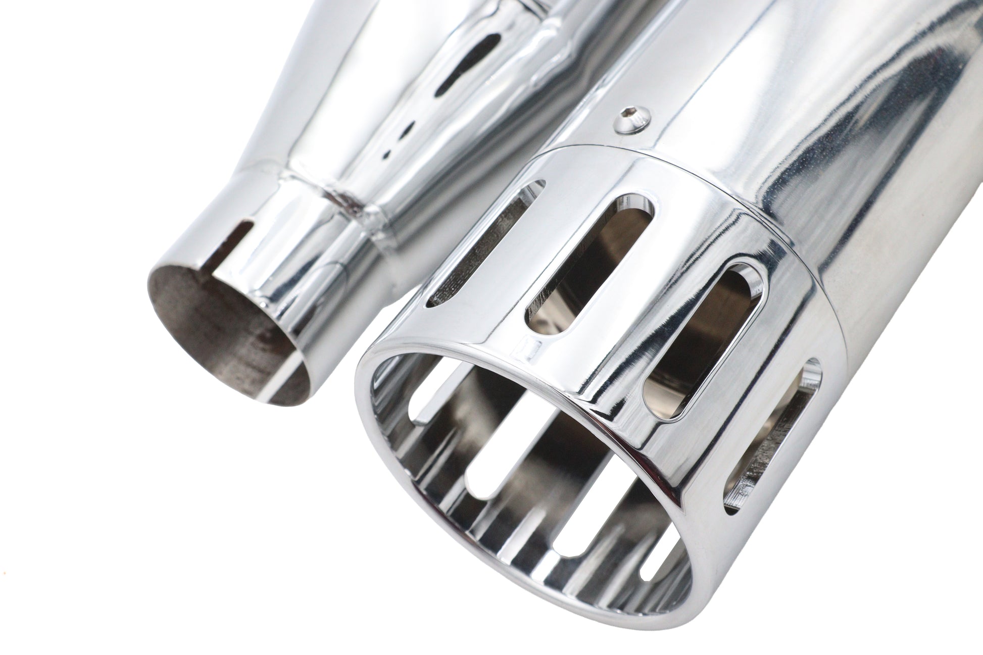 Wyatt Gatling Muffler Set Chrome with Chrome Slot Tips