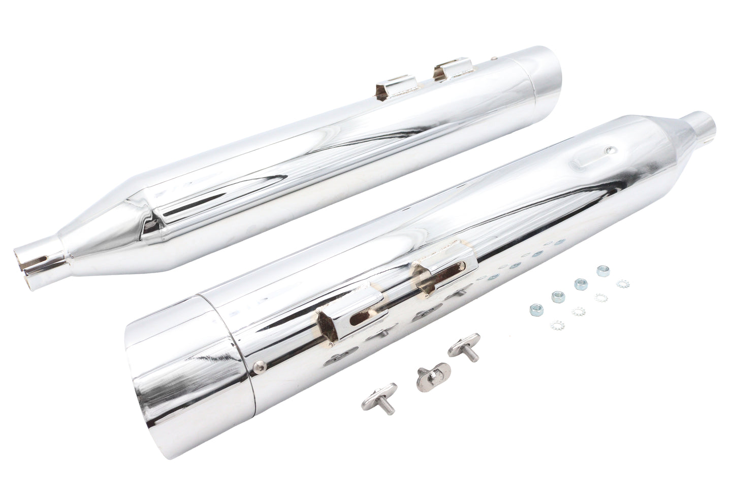 Wyatt Gatling Muffler Set Chrome with Chrome Slash Up Tips