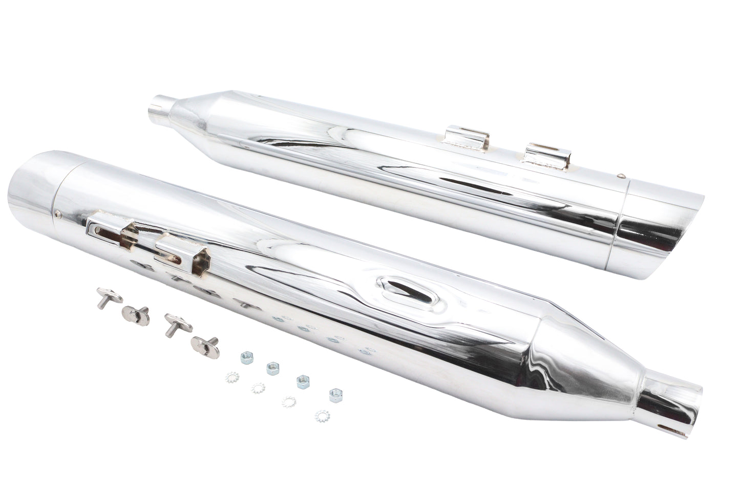 Wyatt Gatling Muffler Set Chrome with Chrome Slash Up Tips