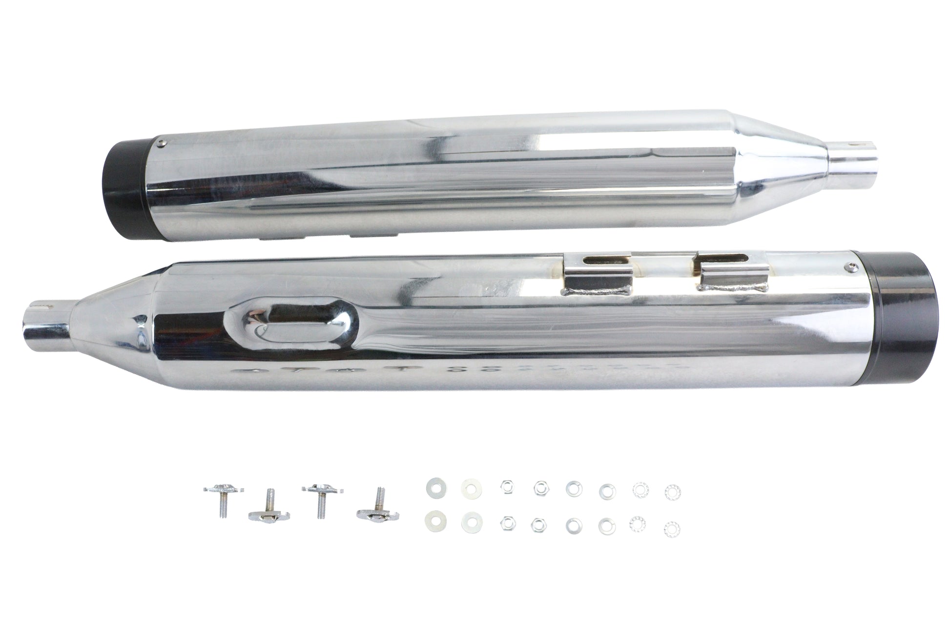 Wyatt Gatling Muffler Set Chrome with Black Contour Tips
